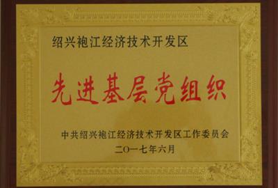 中共浙江德創(chuàng)環(huán)?？萍脊煞萦邢薰局Р课瘑T會(huì)喜獲“袍江區(qū)先進(jìn)基層黨組織”稱(chēng)號(hào)